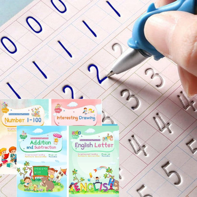 Magic Practice Copybook Set – 4 in 1 Reusable Writing Books for Kids