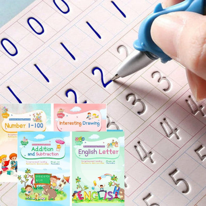 Magic Practice Copybook Set – 4 in 1 Reusable Writing Books for Kids