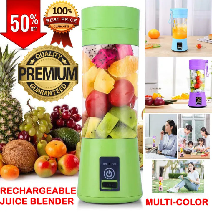 Mini Portable Usb Rechargeable Juicer Blender 6 Blades 380ml
