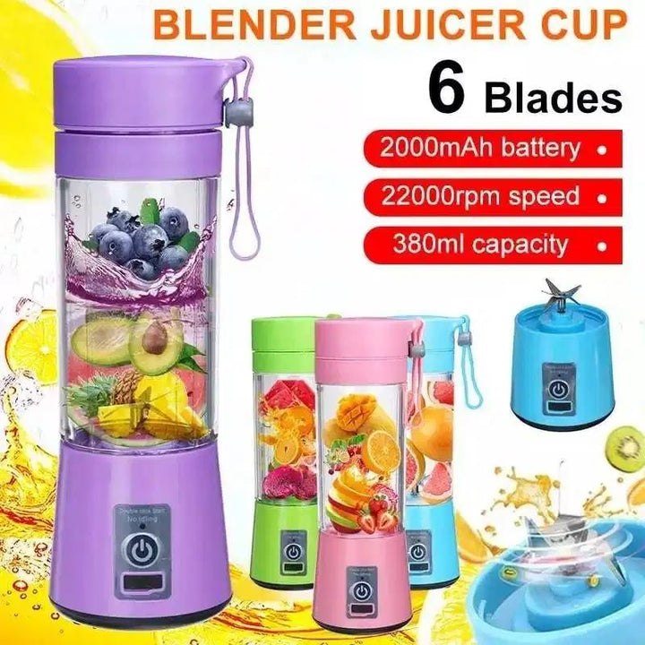 Mini Portable Usb Rechargeable Juicer Blender 6 Blades 380ml