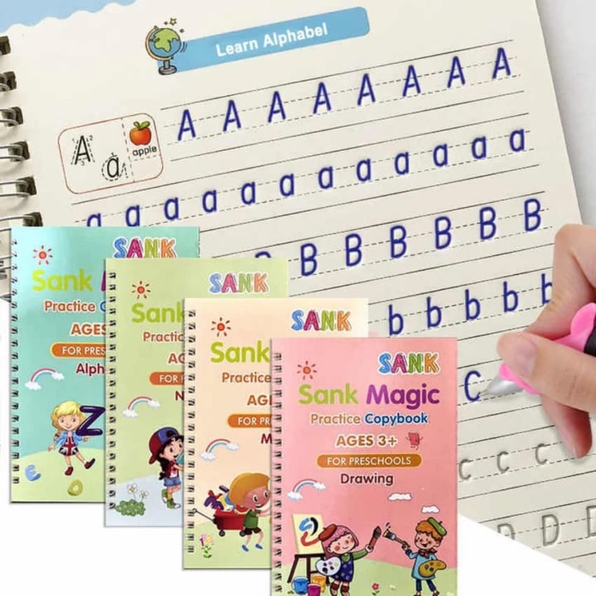 Magic Practice Copybook Set – 4 in 1 Reusable Writing Books for Kids